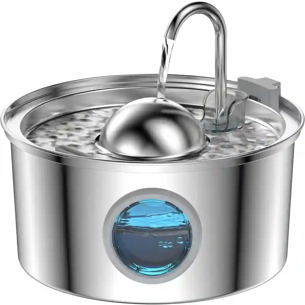 Aonboy 3.2L stainless steel cat water fountain with water level window and silent pump